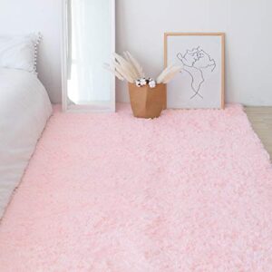 5x8 Pink Area Rugs for Living Room Super Soft Floor Fluffy Carpet Natural Comfy Thick Fur Mat Princess Girls Room Rug Christmas Thanksgiving Gift Rugs