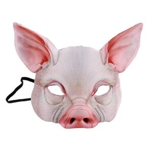 Hosfairy 1Pcs Half Face Animal Mask Pig Mask Horror Pig Mask for Halloween Costume Party Cosplay Props (White Pig Mask)