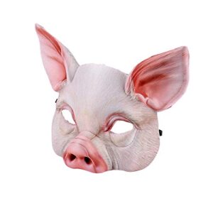 Hosfairy 1Pcs Half Face Animal Mask Pig Mask Horror Pig Mask for Halloween Costume Party Cosplay Props (White Pig Mask)