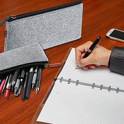 ProCase [2 Pack Black Small Pencil Bag Pen Case Bundle with [2 Pack] Grey Large Pencil Bag Pen Case