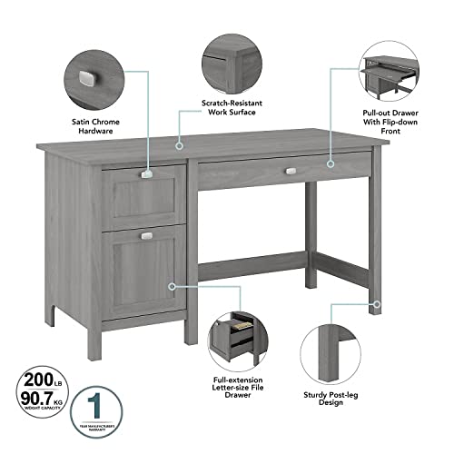 Bush Furniture Broadview Computer Desk with Drawers, 54W, Modern Gray