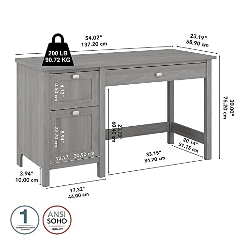 Bush Furniture Broadview Computer Desk with Drawers, 54W, Modern Gray