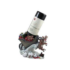 World of Wonders Night Before Christmas Reindeer Sleigh Wine Bottle Holder | Christmas Decorations | Table Top Wine Bottle Holder | Wine Bar Holiday Décor - 10.25L