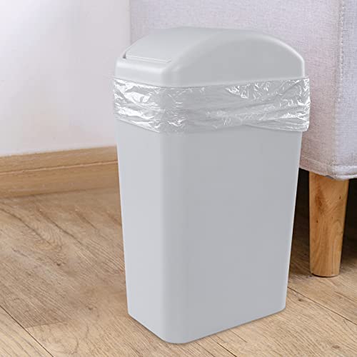 Jandson 14 Liter Swing Trash Can, Slim Trash Bin for Narrow Space, Light Grey