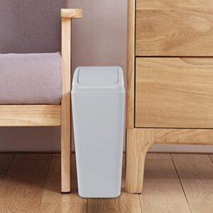 Jandson 14 Liter Swing Trash Can, Slim Trash Bin for Narrow Space, Light Grey