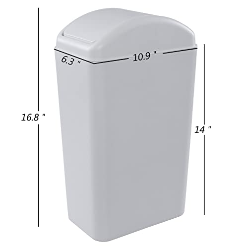 Jandson 14 Liter Swing Trash Can, Slim Trash Bin for Narrow Space, Light Grey