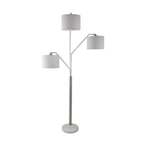 sh lighting 83.5" arc tree floor lamp - featrue 3 hanging white drum fabric shade with adjustable swing arm and marable base - great for living rooms, bedrooms, or arching over couches - 6949sn