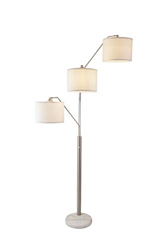SH Lighting 83.5" Arc Tree Floor Lamp - Featrue 3 Hanging White Drum Fabric Shade with Adjustable Swing Arm and Marable Base - Great for Living Rooms, Bedrooms, or Arching Over Couches - 6949SN