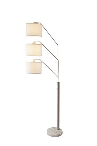 SH Lighting 83.5" Arc Tree Floor Lamp - Featrue 3 Hanging White Drum Fabric Shade with Adjustable Swing Arm and Marable Base - Great for Living Rooms, Bedrooms, or Arching Over Couches - 6949SN