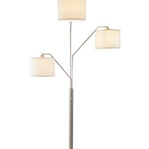 SH Lighting 83.5" Arc Tree Floor Lamp - Featrue 3 Hanging White Drum Fabric Shade with Adjustable Swing Arm and Marable Base - Great for Living Rooms, Bedrooms, or Arching Over Couches - 6949SN