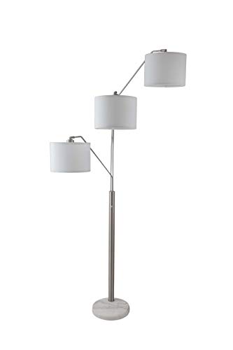 SH Lighting 83.5" Arc Tree Floor Lamp - Featrue 3 Hanging White Drum Fabric Shade with Adjustable Swing Arm and Marable Base - Great for Living Rooms, Bedrooms, or Arching Over Couches - 6949SN