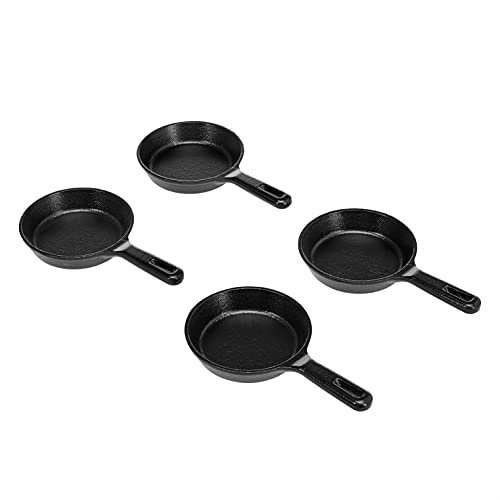 AmazonCommercial Pre-Seasoned 3.5-Inch Cast Iron Skillet, Set of 4