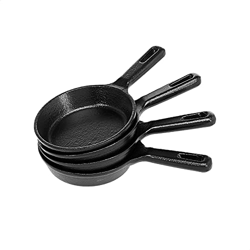 AmazonCommercial Pre-Seasoned 3.5-Inch Cast Iron Skillet, Set of 4