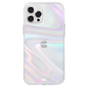 case-mate- soap bubble - case for iphone 12 pro max (5g) - 10 ft drop protection - 6.7 inch - iridescent swirl