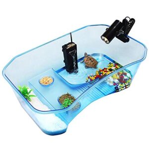 Turtle Tank Aquarium,Reptile Tank,Turtle Aquarium Terrapin Lake with Platform Plants Tank for Pet Turtle Reptile Habitat