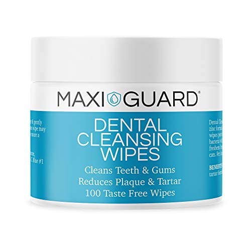 Maxi-Guard Dental Cleansing Wipes for Dogs, Cats, Horses and Companion Animals (100 Wipes), Light Blue/White