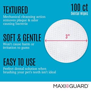 Maxi-Guard Dental Cleansing Wipes for Dogs, Cats, Horses and Companion Animals (100 Wipes), Light Blue/White