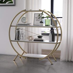 cosmoliving by cosmopolitan bookcase, white marble