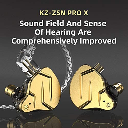 YINYOO KZ ZSN Pro X in Ear Buds Earphones Hybrid Dynamic Driver Balanced Armature Earbuds Headphones Dual Driver 1DD 1BA Deep Bass Stereo Sound Ergonomic Comfortable Earphones (Without mic, Black)