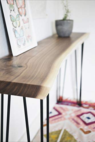 Live Edge Walnut Narrow Desk - Any Size - Handmade Black Walnut Computer Desk Mid Century Modern Walnut Desk