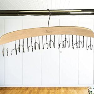 RoomForLife - Solid Wood Hanger with 12 Metal Hooks for Hanging Belts, Necklaces, Swimsuits, Ties, Scarves, Bras, Undergarments and Closet. Size 15.5 inches x 6.25 inches