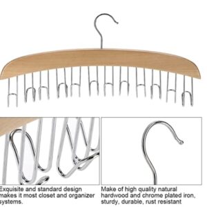 RoomForLife - Solid Wood Hanger with 12 Metal Hooks for Hanging Belts, Necklaces, Swimsuits, Ties, Scarves, Bras, Undergarments and Closet. Size 15.5 inches x 6.25 inches