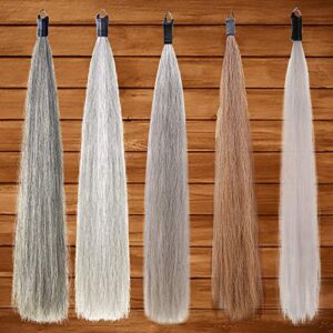 Y.J TAILS Horse Tail Extensions with Braided Horsehair Loop, Blunt Cut Bottom, 34-36 inches Long and 1 lb Weight (Light Gray)