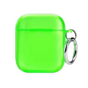 velvet caviar neon green airpod case - cool cover for boys, men, girls with keychain - protective hard cases compatible with apple airpods 1/2