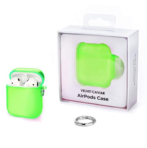 Velvet Caviar Neon Green AirPod Case - Cool Cover for Boys, Men, Girls with Keychain - Protective Hard Cases Compatible with Apple Airpods 1/2