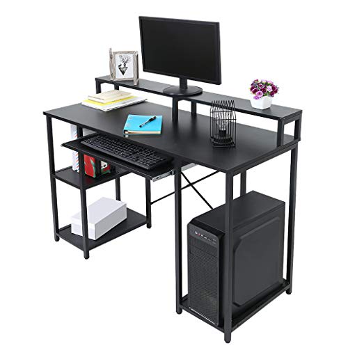 Celiy Modern Computer Desk with Storage Shelves Home Learning Desk Workstation Black