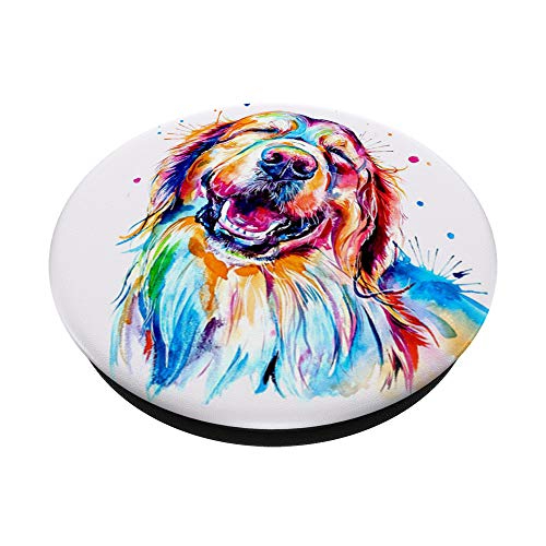 Golden retriever smiling watercolor PopSockets PopGrip: Swappable Grip for Phones & Tablets