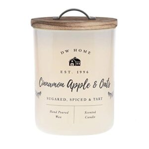 dw home charming farmhouse collection cinnamon apple & oats scented 2 wick candle topped with rustic wooden lid