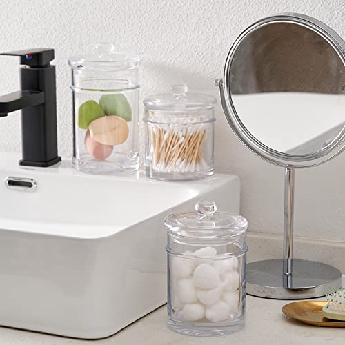 KMwares 3PC Set Premium Quality Glass Bathroom Canisters, Apothecary Jars, Storage Containers with Airtight Glass Lid and Wide Mouth (13/18/24 oz)