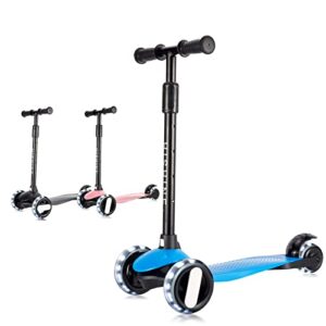 hishine scooter for kids age 3-8,3 wheel scooter w/ 4 adjustable height,extra wide pu light up wheels,strong thick &wide deck,lean to steer,110lbs capacity,toddler scooter children boys girls