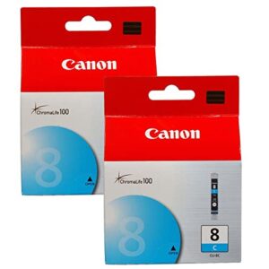 canon cli-8c cyan ink cartridge for select pixma ip, mp, mx and pro series printers, 2-pack