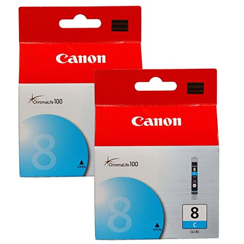 Canon CLI-8C Cyan Ink Cartridge for Select PIXMA IP, MP, MX and PRO Series Printers, 2-Pack