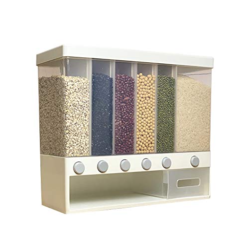 Large Capacity Whole Grains Dispenser Rice Bucket Wall-Mounted Rice Storage Tank Moisture-Proof Dry Food Organizer Bottle Pressed Out Rice