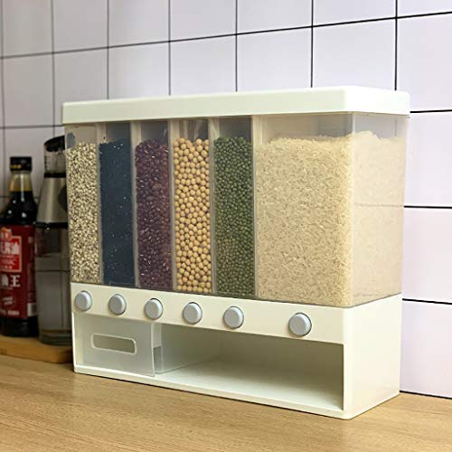 Large Capacity Whole Grains Dispenser Rice Bucket Wall-Mounted Rice Storage Tank Moisture-Proof Dry Food Organizer Bottle Pressed Out Rice