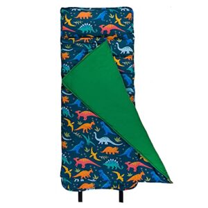 wildkin original nap mat with reusable pillow for boys and girls, perfect for elementary sleeping mat, features hook and loop fastener, soft cotton blend materials nap mat for kids(jurassic dinosaurs)