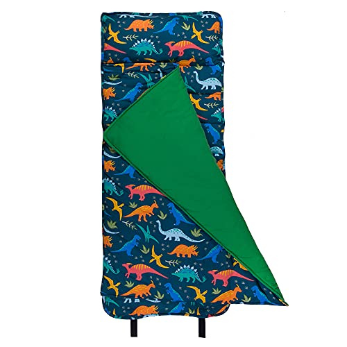 Wildkin Original Nap Mat with Reusable Pillow for Boys and Girls, Perfect for Elementary Sleeping Mat, Features Hook and Loop Fastener, Soft Cotton Blend Materials Nap Mat for Kids(Jurassic Dinosaurs)