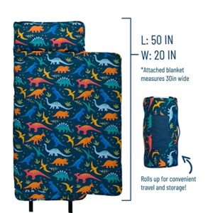 Wildkin Original Nap Mat with Reusable Pillow for Boys and Girls, Perfect for Elementary Sleeping Mat, Features Hook and Loop Fastener, Soft Cotton Blend Materials Nap Mat for Kids(Jurassic Dinosaurs)