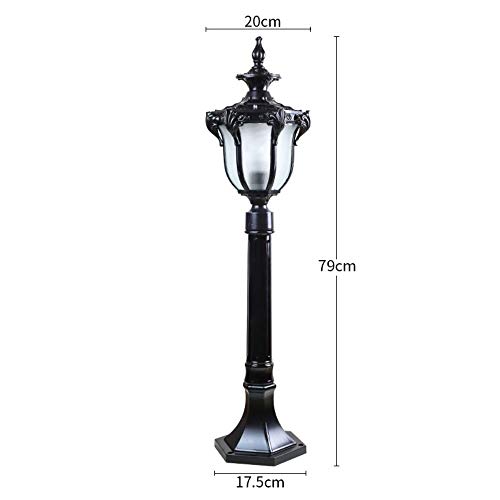 XXINY 79cm European-Style Aluminum Outdoor Lawn Lamp Garden Lamp Column Lamp Antique Lamp Post Porch Patio Pillar Lamp Street Stigma Floor Lamp (Color : Black)