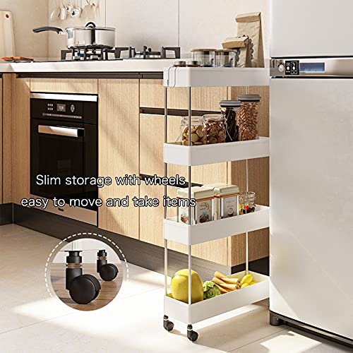 Slim Storage Cart,DLO 3 Tier Mobile Shelving Unit Organizer Slide Out Storage Rolling Utility Cart Tower Rack for Kitchen Bathroom Laundry Narrow Places,Gray