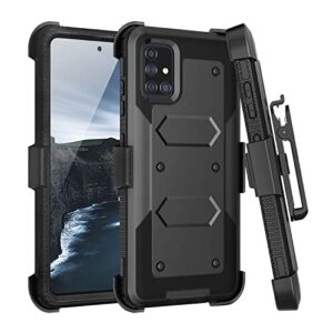 tjs phone case compatible with samsung galaxy a71 5g (not fit galaxy a71 4g (sm-a715f/ds)/verizon a71 5g uw), belt clip holster hybrid kickstand heavy duty cover (black)