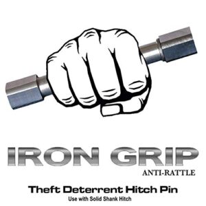 Iron Grip Anti-Rattle 5/8" x 2.5" Solid Shank Hitch Pin (Theft Deterrent): Works with 2.5" I.D. x 3" O.D. Receiver Hitch