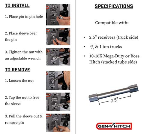 Iron Grip Anti-Rattle 5/8" x 2.5" Solid Shank Hitch Pin (Theft Deterrent): Works with 2.5" I.D. x 3" O.D. Receiver Hitch