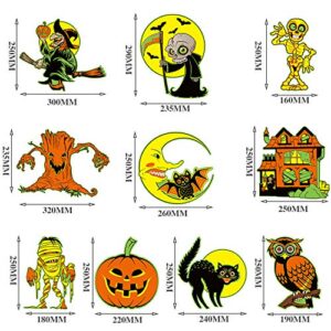 10 Pieces Halloween Cutouts, Retro Halloween Vintage Decorations Double Side Printed Halloween Decorations with 40 Pieces Adhesive Glue Point Dots for Old Fashioned Old Style Halloween Decoration