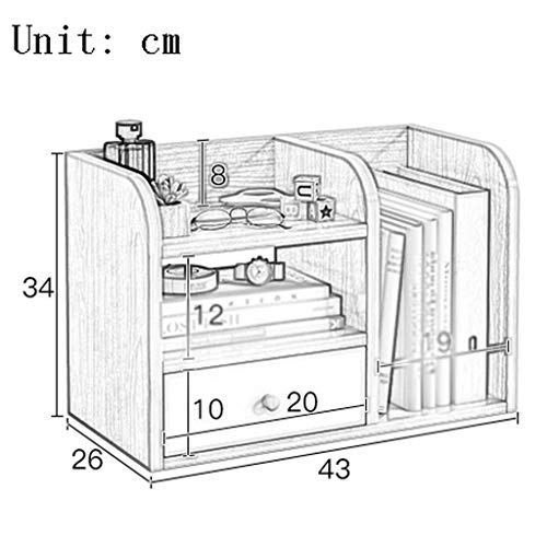 Drawer Bookshelf Magazine Rack Divide-Grid Partition Shelf Stratification Storage Rack Desktop Office Desk Home 43X26X34CM MUMUJIN