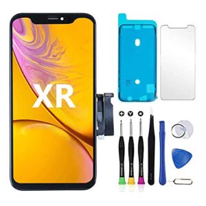 yoxinta for iphone xr screen replacement 6.1 inch touch screen lcd display digitizer iphone xr frame assembly repair tool and adhesive strips compatible with model a1984, a2105, a2106, a2108