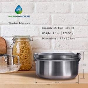 VARNAHOME Titanium Bento Box W/ Double Layers Design (600ML)-BPA Free